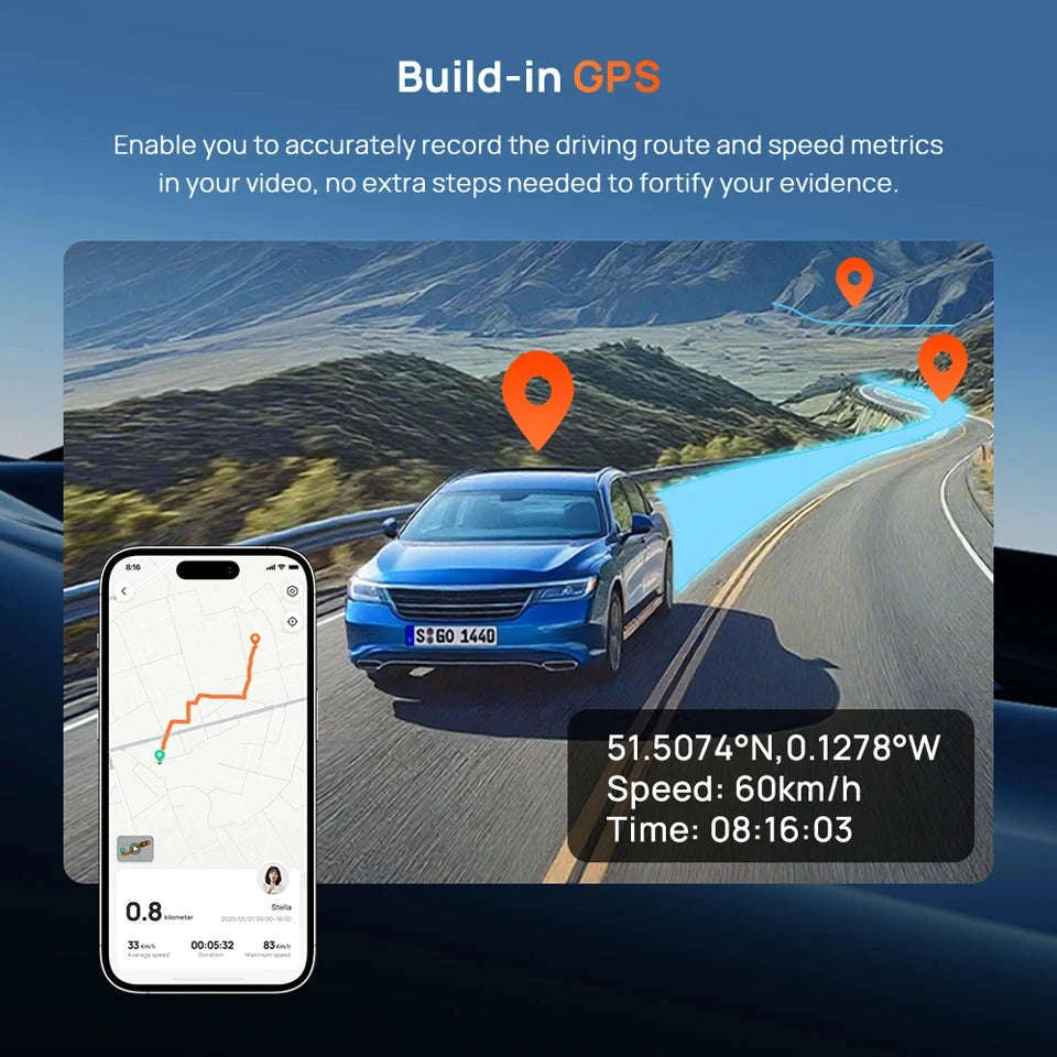 4K 3-Channel Dash Cam Front Rear Interior Voice Control GPS Parking Surveillance-T800E Set n HW UP03 / Mexico / UHS-I U3 512GB