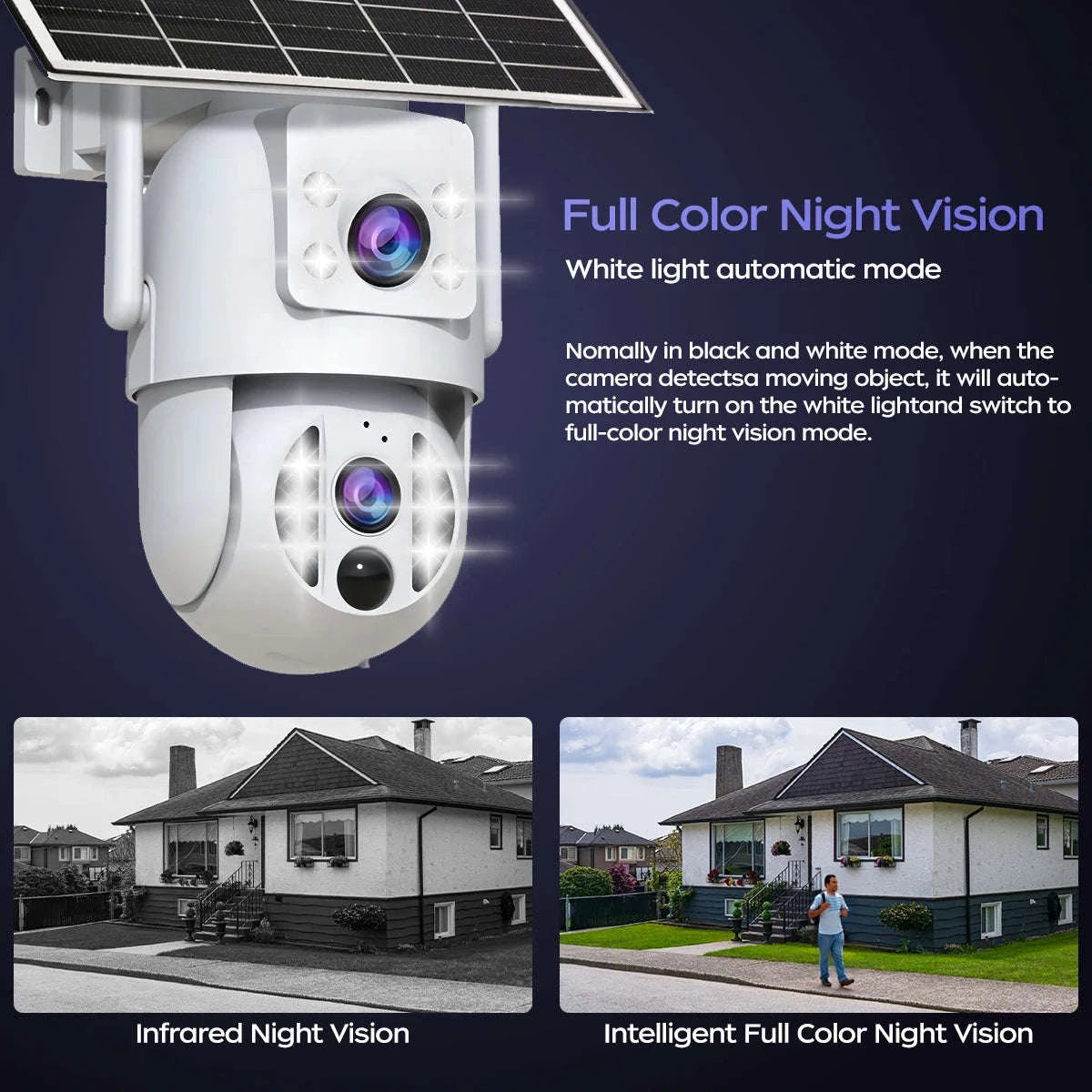 4K 6MP WiFi Solar Outdoor Dual Lens PTZ Security Camera-2MP CAM