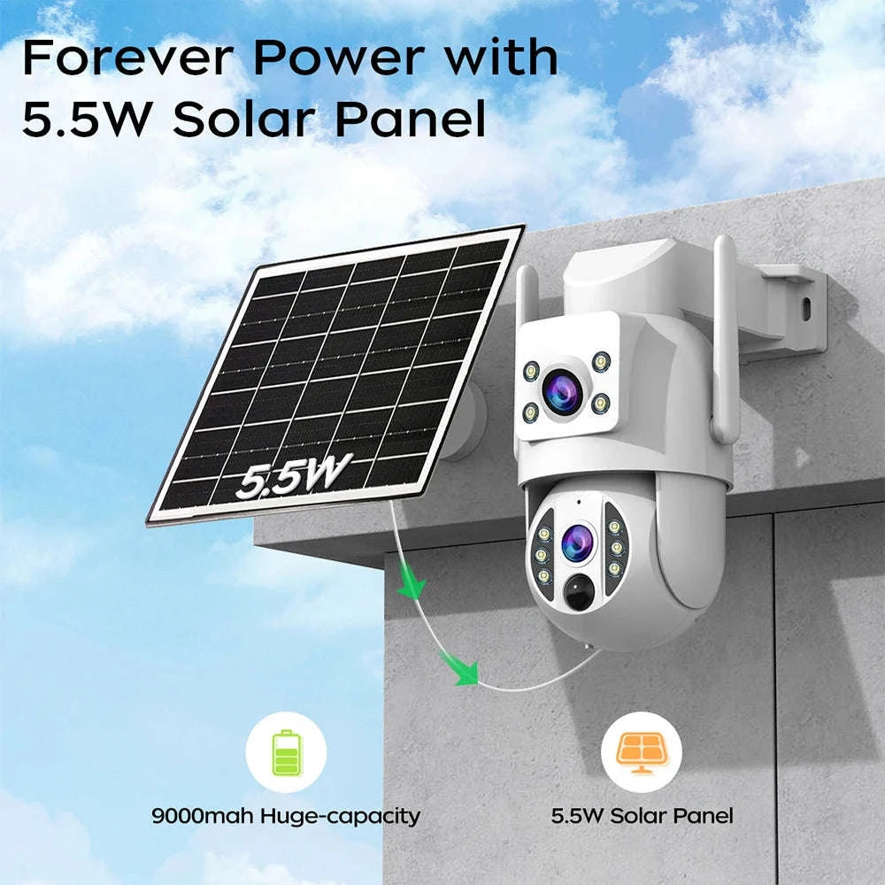 4K 6MP WiFi Solar Outdoor Dual Lens PTZ Security Camera-2MP CAM