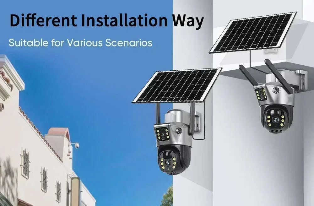 4K 8MP Dual Lens Solar Security Camera Outdoor WiFi 4G Waterproof Night Vision-Wifi No Card