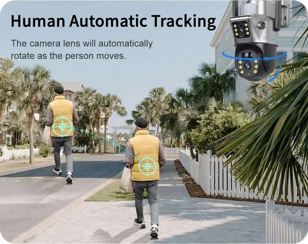 4K 8MP Dual Lens Solar Security Camera Outdoor WiFi 4G Waterproof Night Vision-Wifi No Card