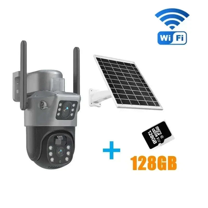 4K 8MP Dual Lens Solar Security Camera Outdoor WiFi 4G Waterproof Night Vision-Wifi No Card