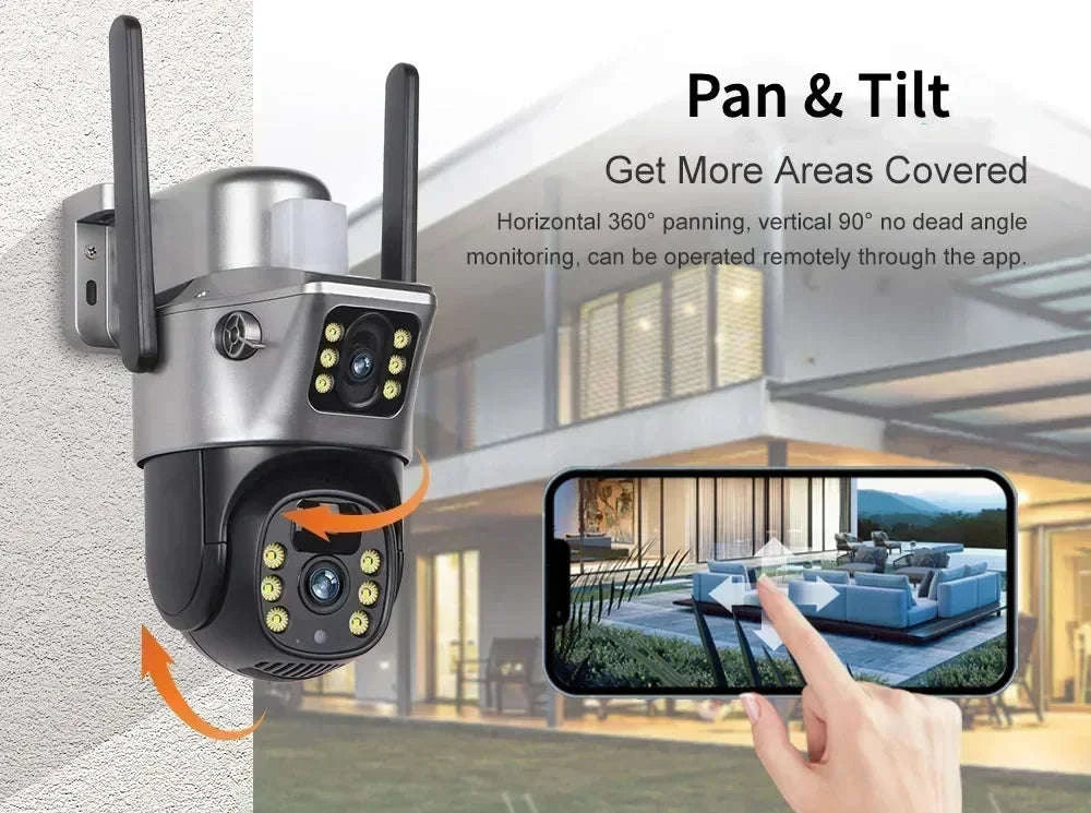 4K 8MP Dual Lens Solar Security Camera Outdoor WiFi 4G Waterproof Night Vision-Wifi No Card