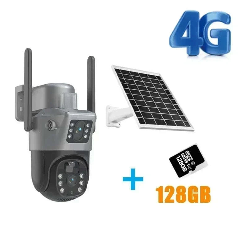 4K 8MP Dual Lens Solar Security Camera Outdoor WiFi 4G Waterproof Night Vision-Wifi No Card