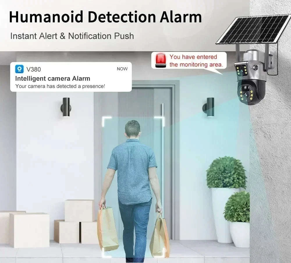 4K 8MP Dual Lens Solar Security Camera Outdoor WiFi 4G Waterproof Night Vision-Wifi No Card