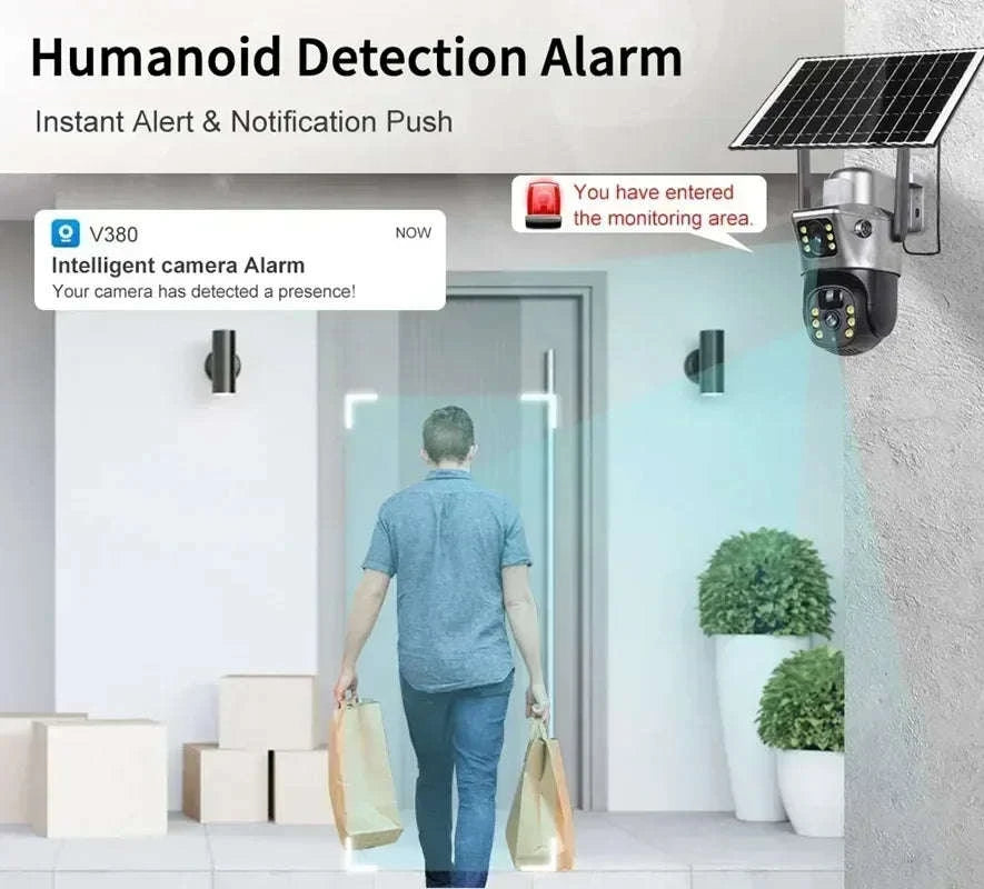 4K 8MP Dual Lens Solar Security Camera Outdoor WiFi 4G Waterproof Night Vision-Wifi No Card