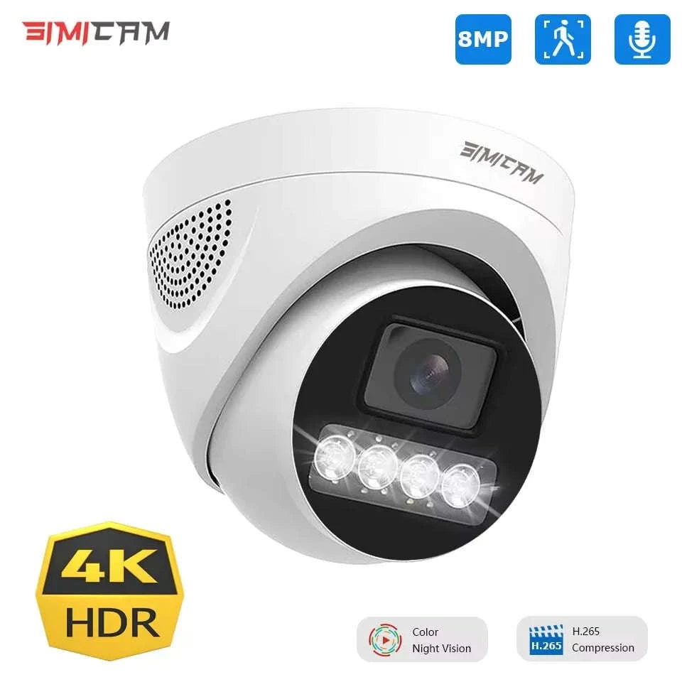 4K 8MP PoE IP Dome Security Camera-Super 5MP POE / 6mm