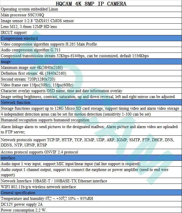4K 8MP PoE Mini IP Camera with Starlight IMX415 Sensor-3.6mm