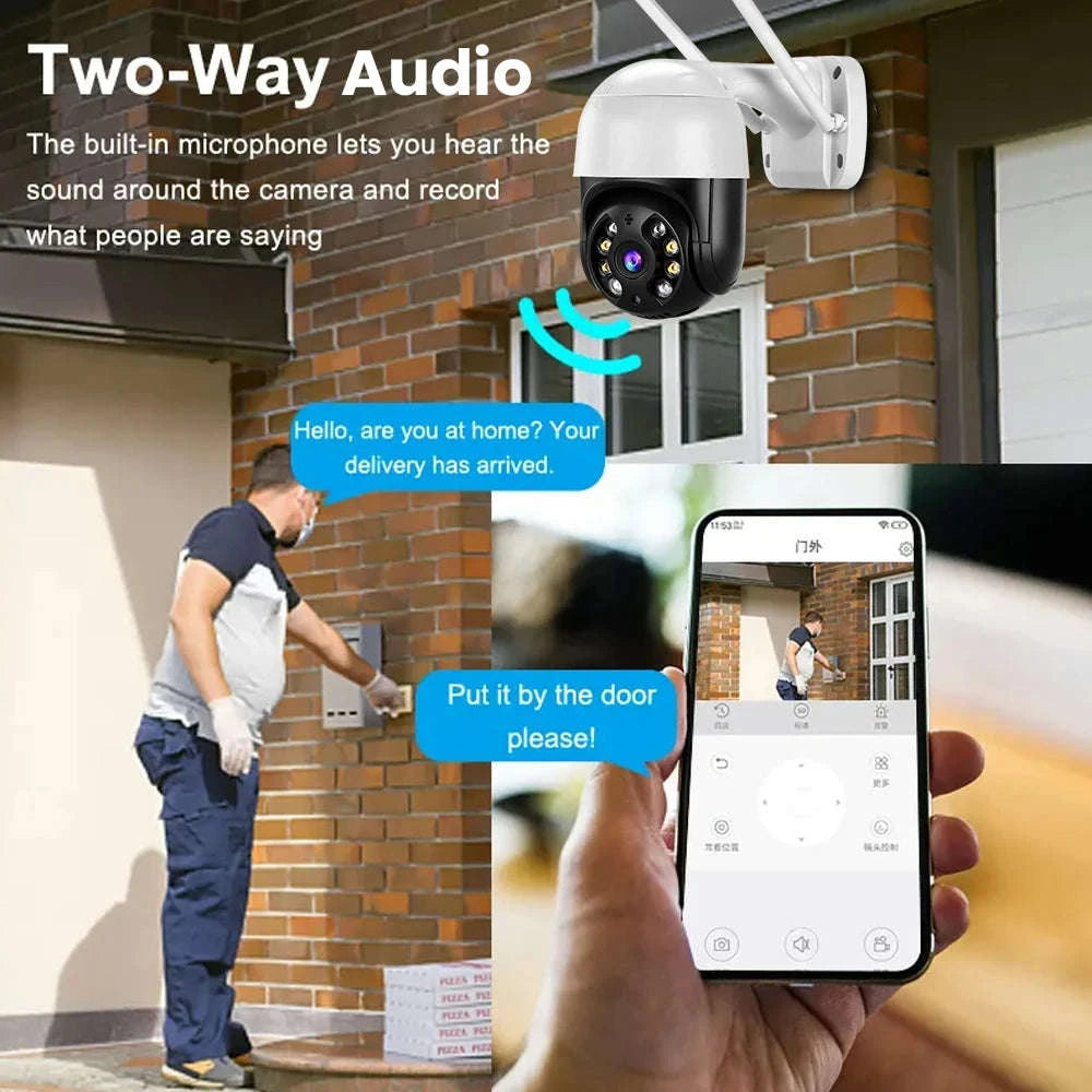 4K 8MP PTZ WiFi IP Camera Outdoor 4X Digital Zoom AI Human Detection-8mp EU Plug with 64g / 4mm