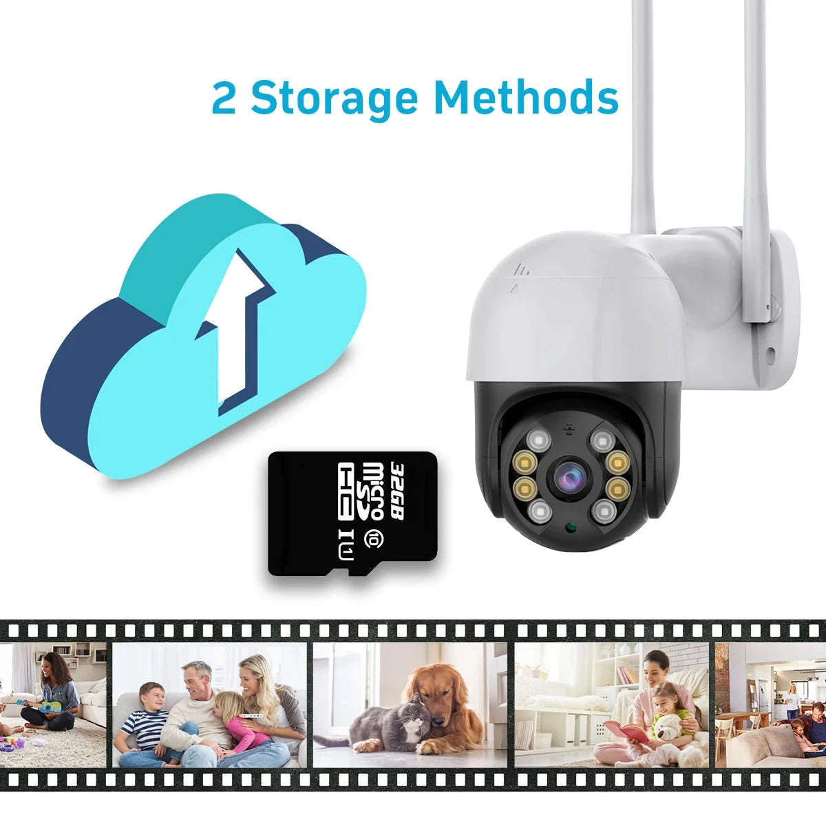 4K 8MP PTZ WiFi IP Camera Outdoor 4X Digital Zoom AI Human Detection-8mp EU Plug with 64g / 4mm