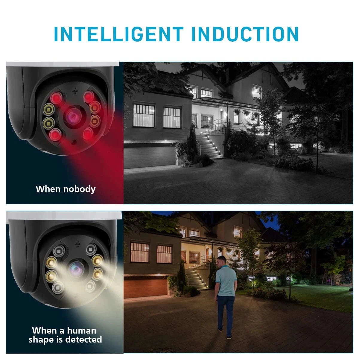 4K 8MP PTZ WiFi IP Camera Outdoor 4X Digital Zoom AI Human Detection-8mp EU Plug with 64g / 4mm