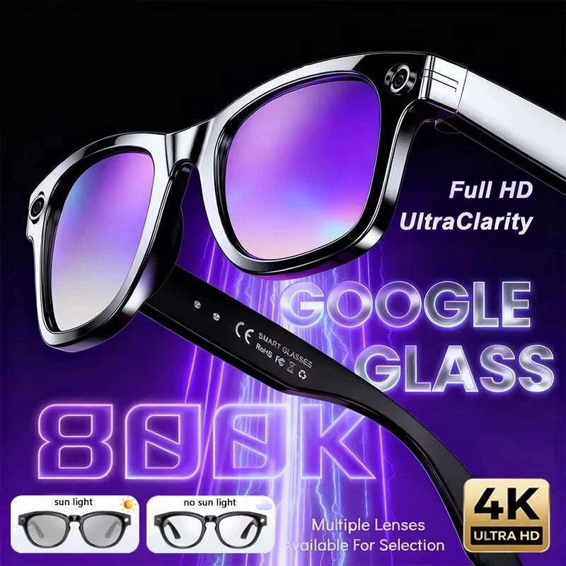 4K AI Smart Glasses with Photochromic Lenses and HD Camera-Black