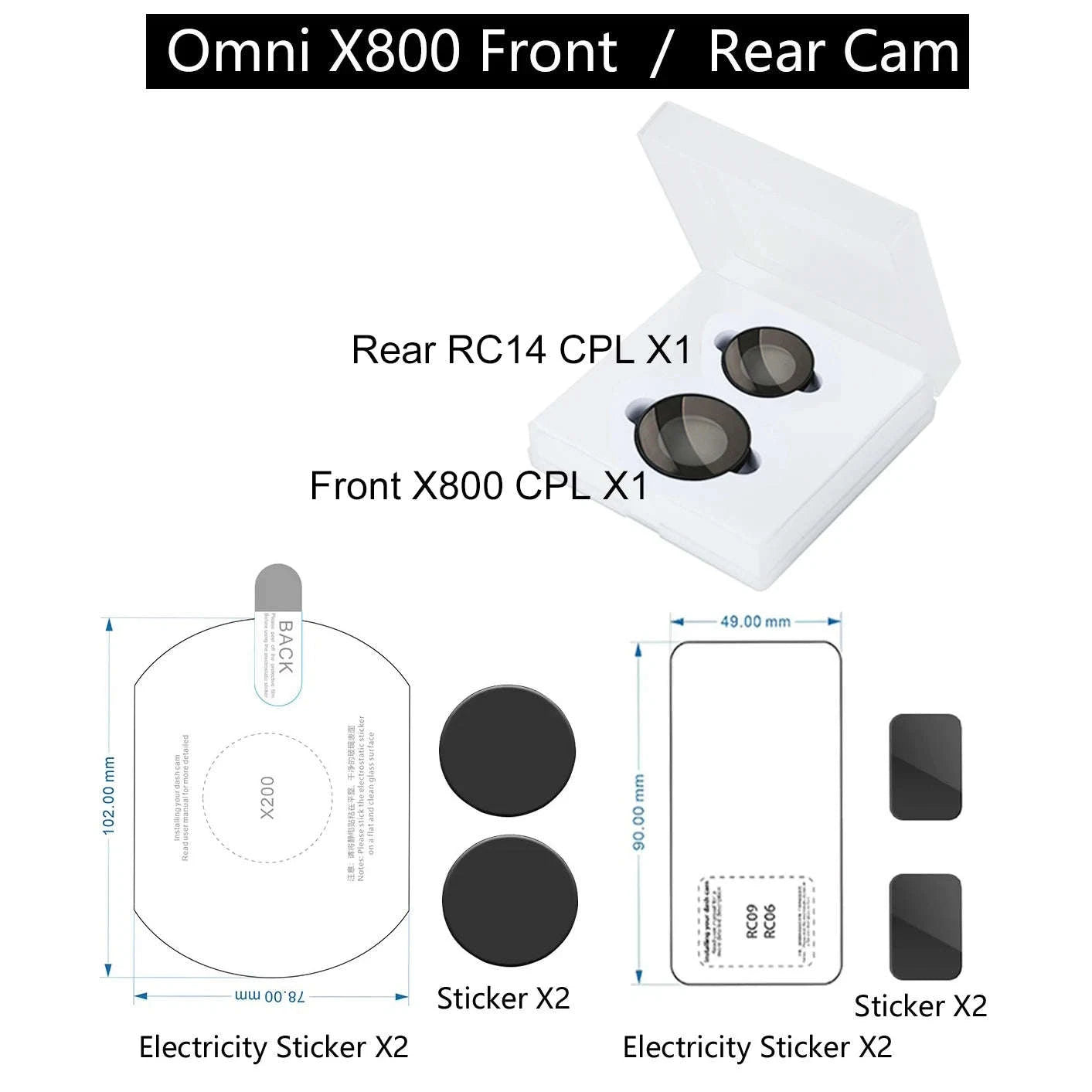 4K Dash Cam CPL Filter for Rear Camera-Front Rear Sticker