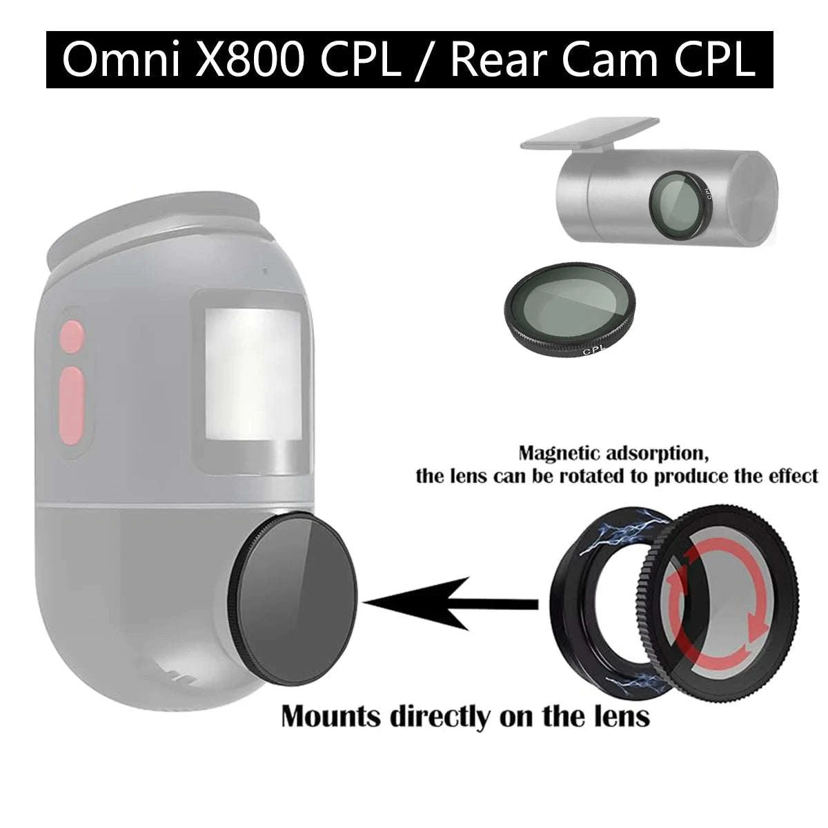 4K Dash Cam CPL Filter for Rear Camera-Front Rear Sticker
