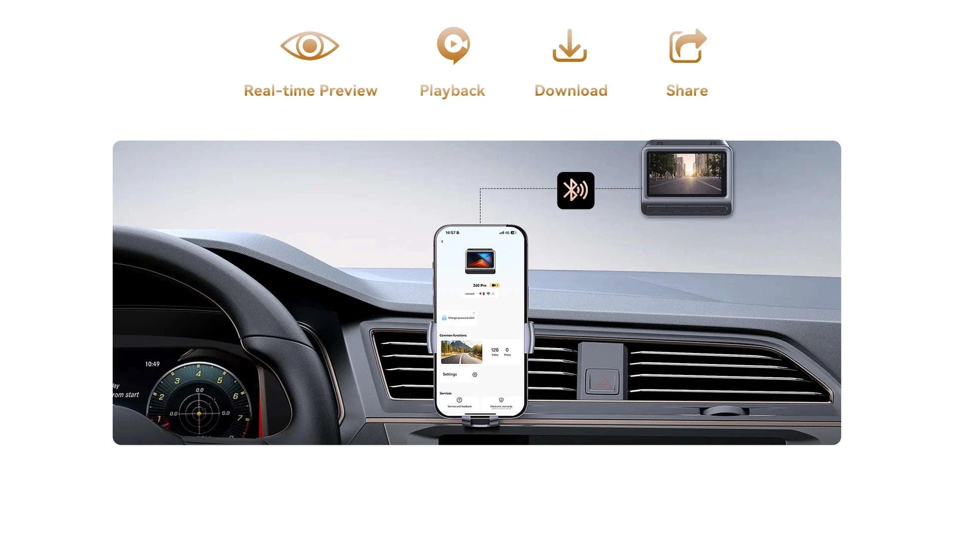 4K Dash Cam Front and Rear Interior Camera with HDR, 5GHz Wi‑Fi, GPS, ADAS, 4G Support-2-Channel / Poland / 256G SD Card