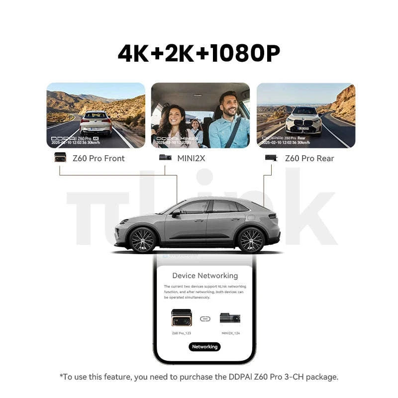 4K Dash Cam Front and Rear Interior Camera with HDR, 5GHz Wi‑Fi, GPS, ADAS, 4G Support-2-Channel / Poland / 256G SD Card
