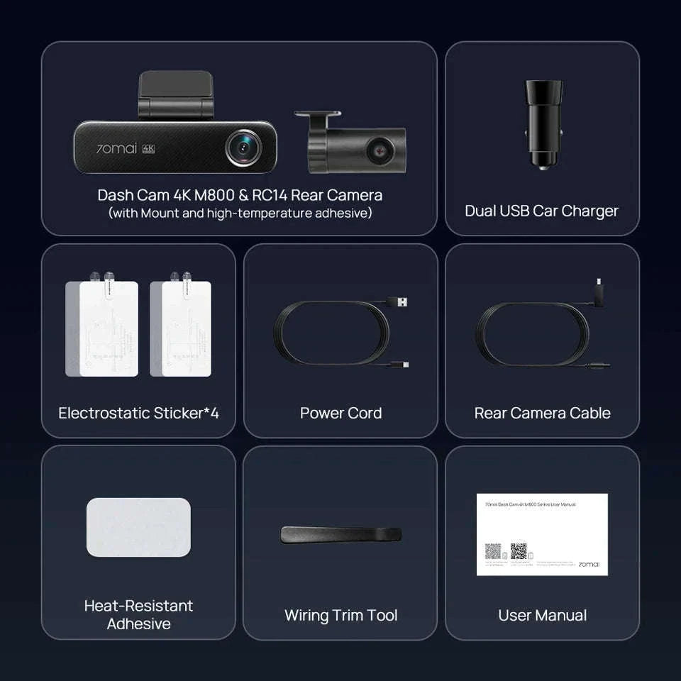 4K Dash Cam with 128GB Storage, GPS, ADAS & 24H Parking Guard-M800 Front / Poland / eMMC Built-in 128GB
