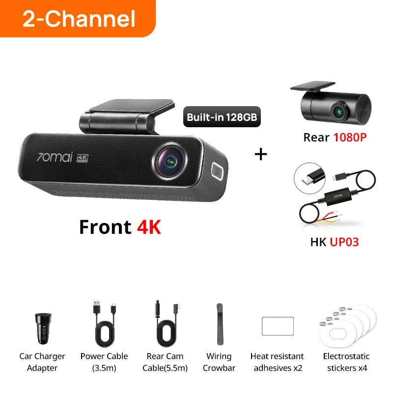 4K Dash Cam with 128GB Storage, GPS, ADAS & 24H Parking Guard-M800 Front / Poland / eMMC Built-in 128GB