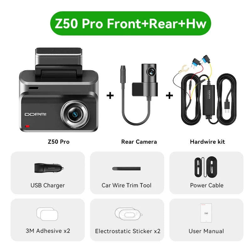 4K Dash Cam with Front and Rear Camera, GPS, Night Vision, 5GHz Wi-Fi and 24H Parking Support-Front n Rear 4G n Hw / United States / NO SD Card
