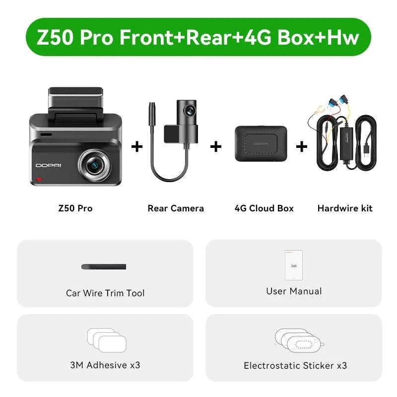 4K Dash Cam with Front and Rear Camera, GPS, Night Vision, 5GHz Wi-Fi and 24H Parking Support-Front n Rear 4G n Hw / United States / NO SD Card