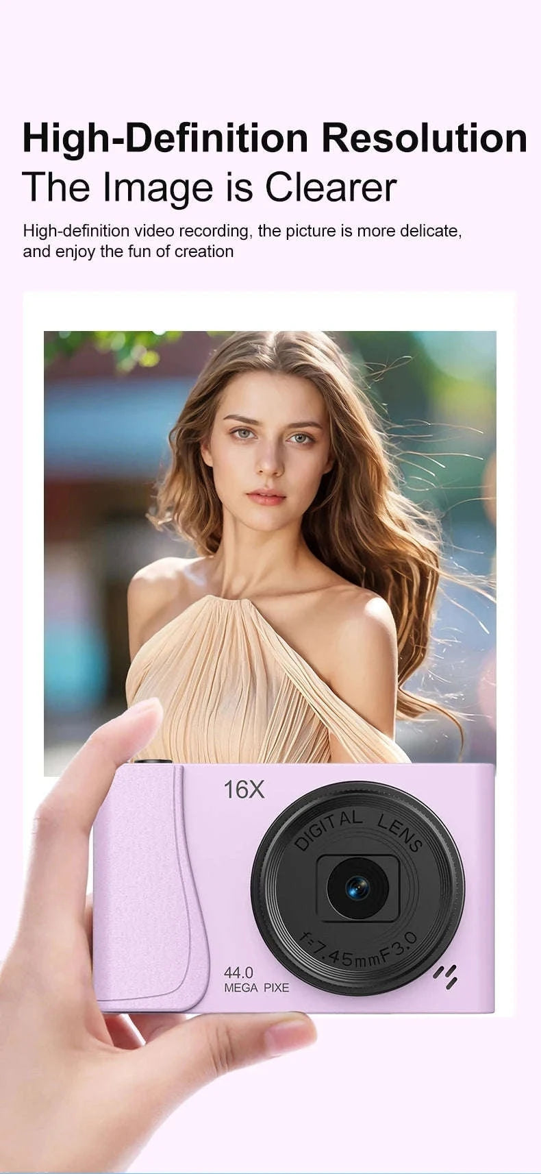 4K Digital Camera 16x Zoom Compact Camcorder-Black