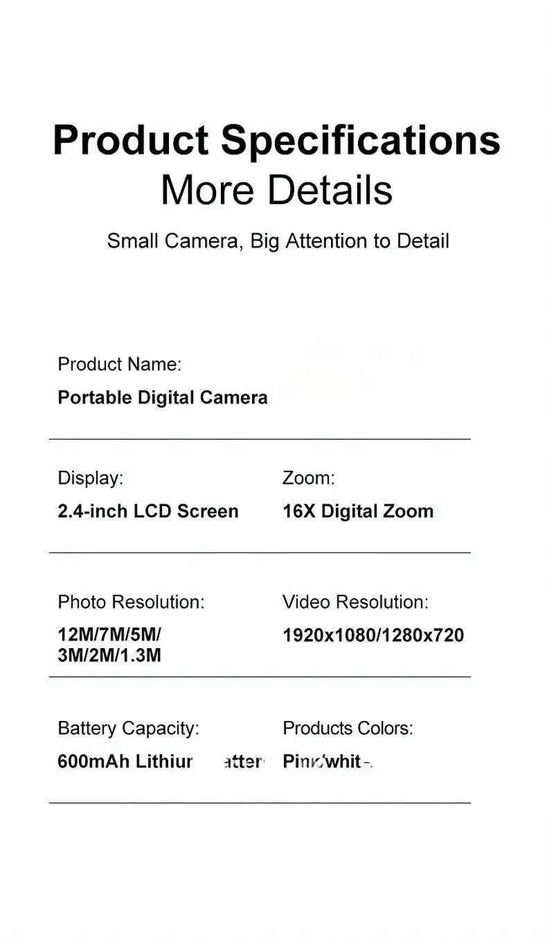 4K Digital Camera 16x Zoom Compact Camcorder-Black