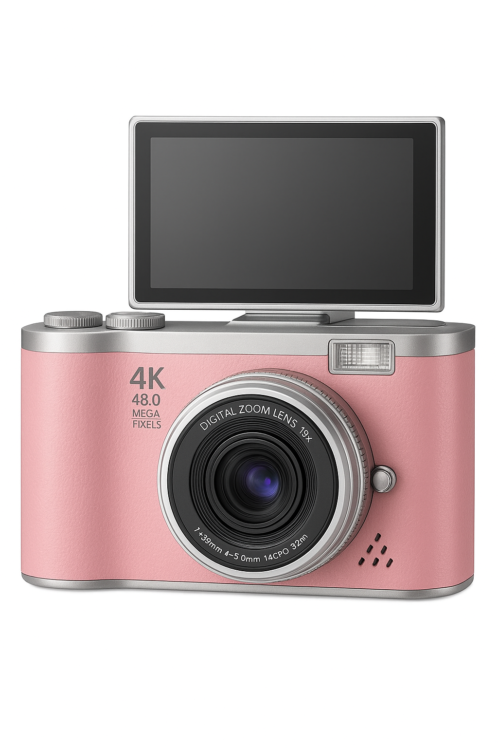 4K Digital Camera with 48MP, 8X Zoom, 180° Flip Screen, 32GB Card