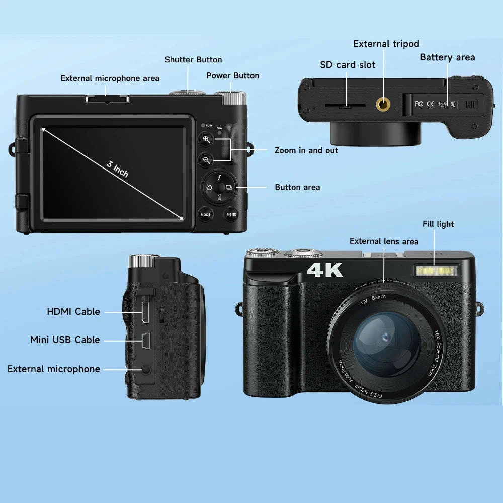 4K Digital Camera for Vlogging & Photography-Default Title