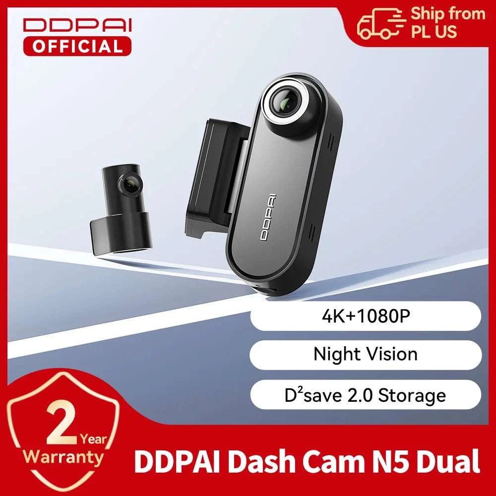 4K Dual Dash Cam Front & Rear with GPS, Night Vision & ADAS-N5 Dual / Poland / U3 64GB SD Card
