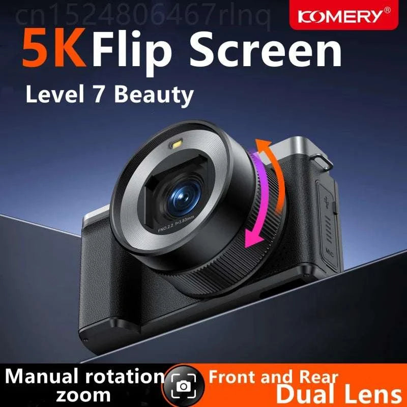 4K Dual Lens Vlogging Camera with Flip Screen & 18X Zoom-Standard / No TF Card