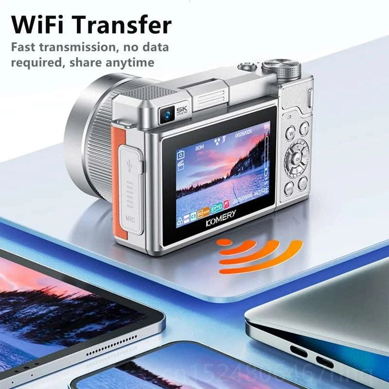 4K Dual Lens Vlogging Camera with Flip Screen & 18X Zoom-Standard / No TF Card
