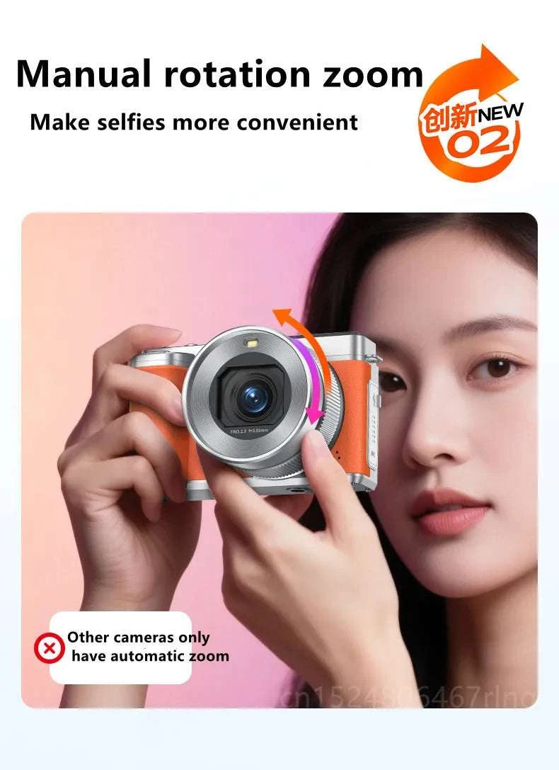 4K Dual Lens Vlogging Camera with Flip Screen & 18X Zoom-Standard / No TF Card