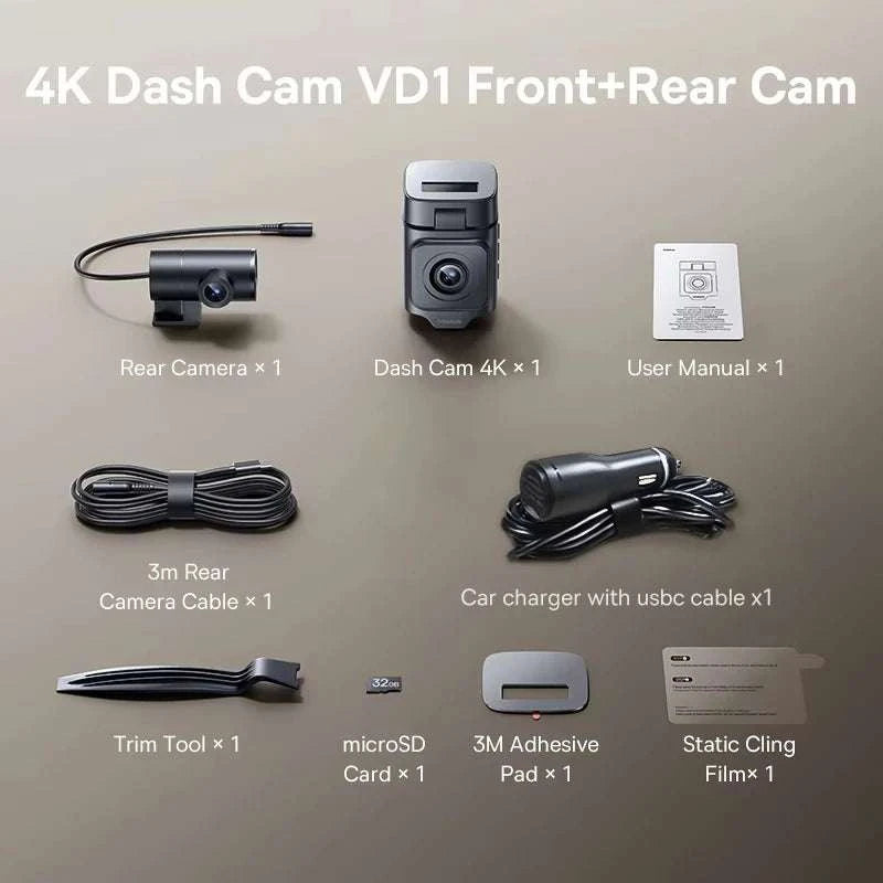 4K Front & 1080P Rear Dash Cam with WiFi6, GPS & Night Vision-Front n Rear / 32G / United States
