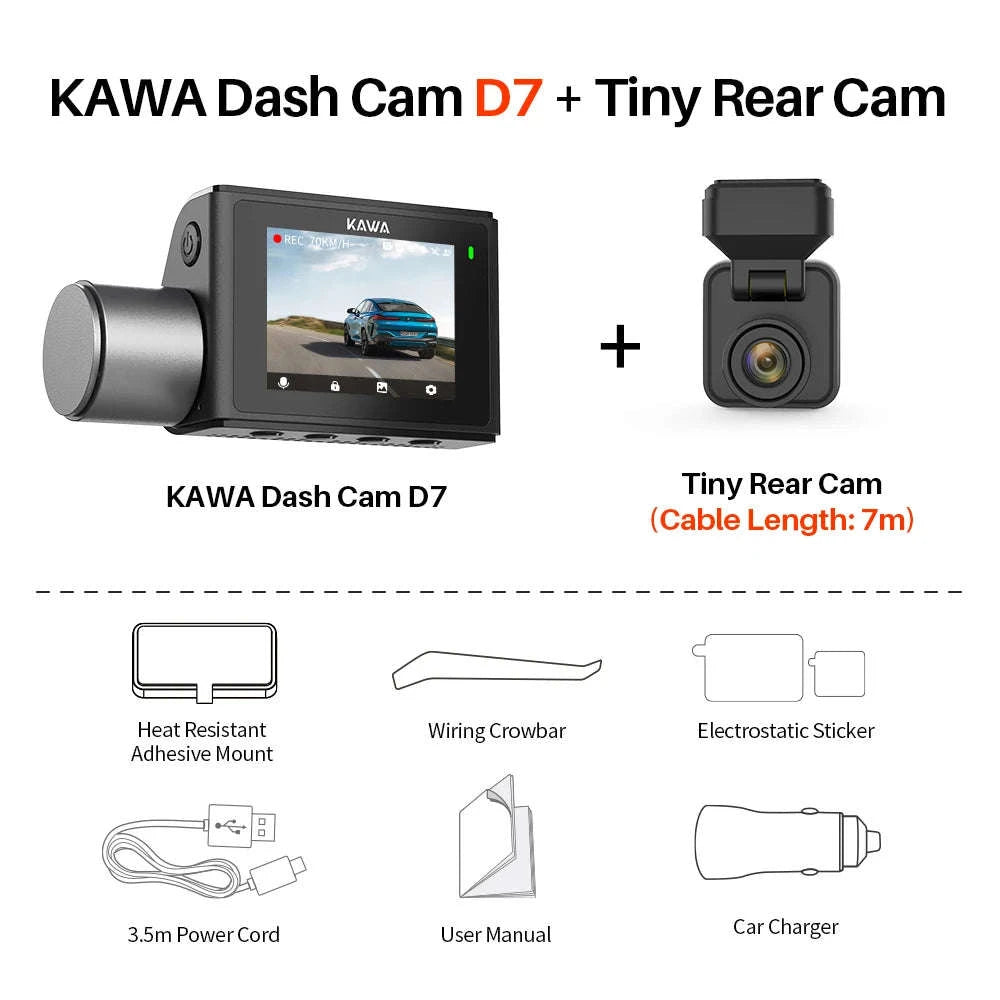 4K Front & Rear Dash Cam with GPS, WiFi 6 & Voice Control-D7 Front Only / China Mainland / 128GB TF Card