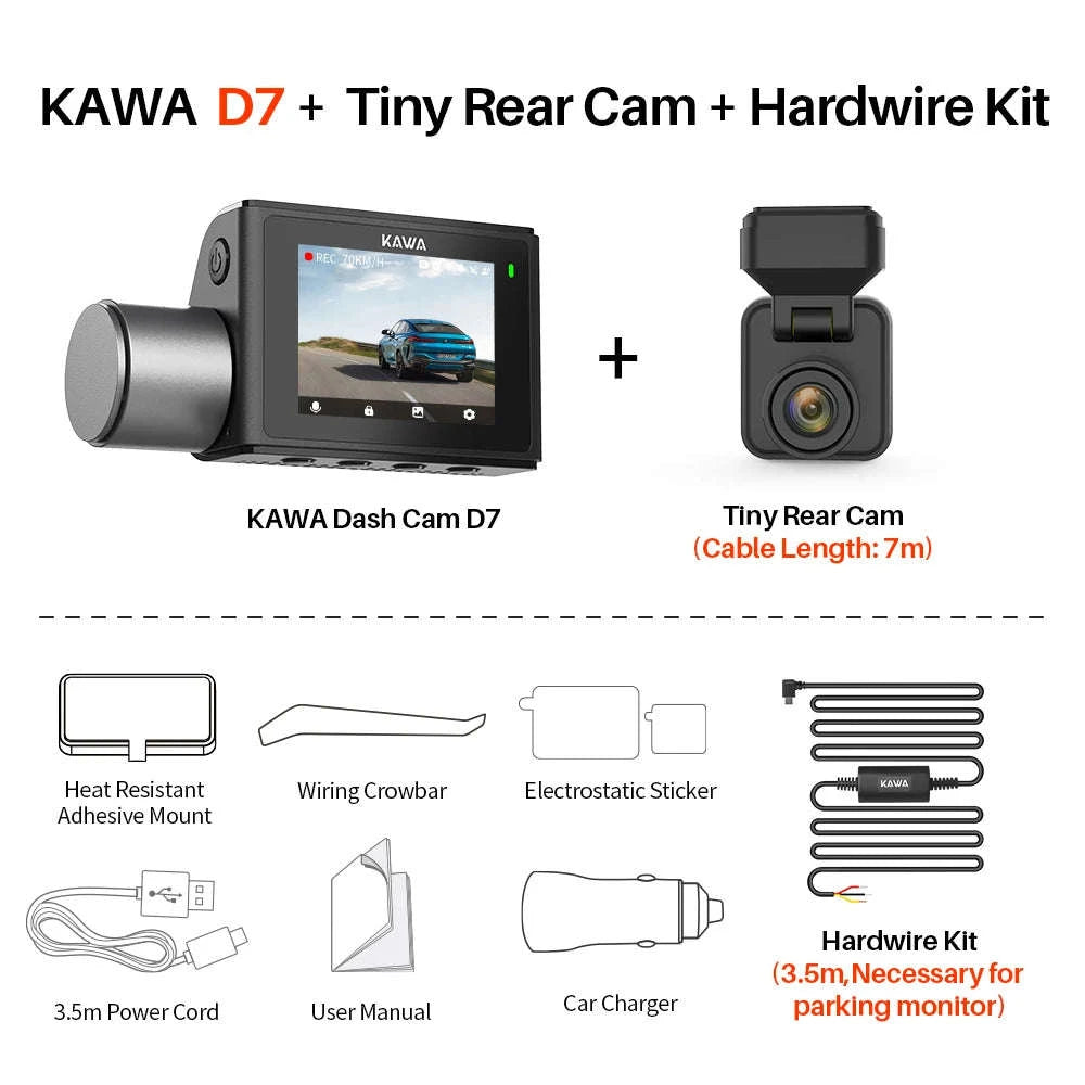 4K Front & Rear Dash Cam with GPS, WiFi 6 & Voice Control-D7 Front Only / China Mainland / 128GB TF Card