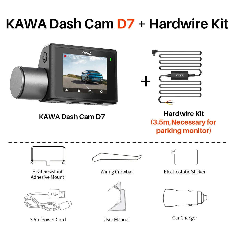 4K Front & Rear Dash Cam with GPS, WiFi 6 & Voice Control-D7 Front Only / China Mainland / 128GB TF Card