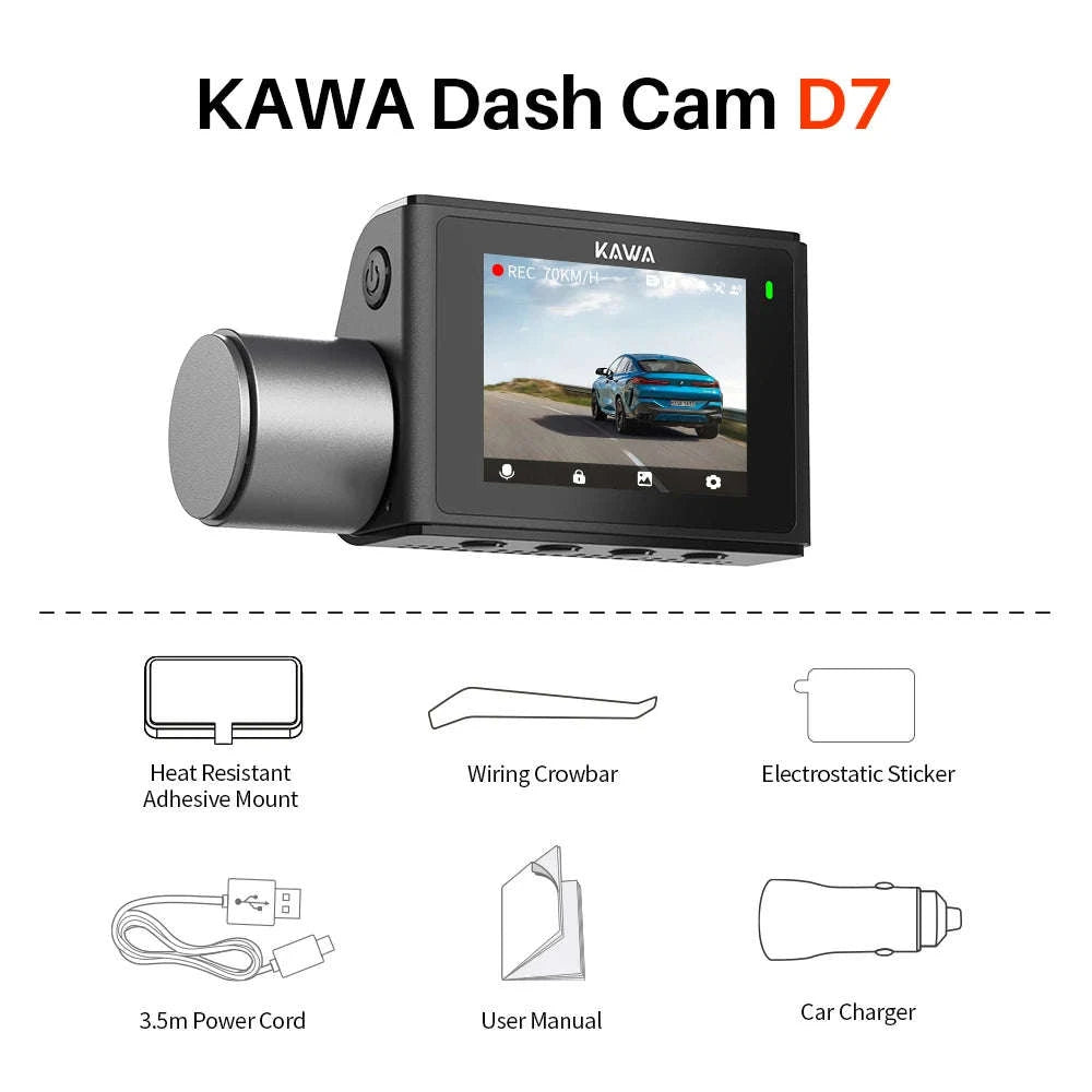 4K Front & Rear Dash Cam with GPS, WiFi 6 & Voice Control-D7 Front Only / China Mainland / 128GB TF Card