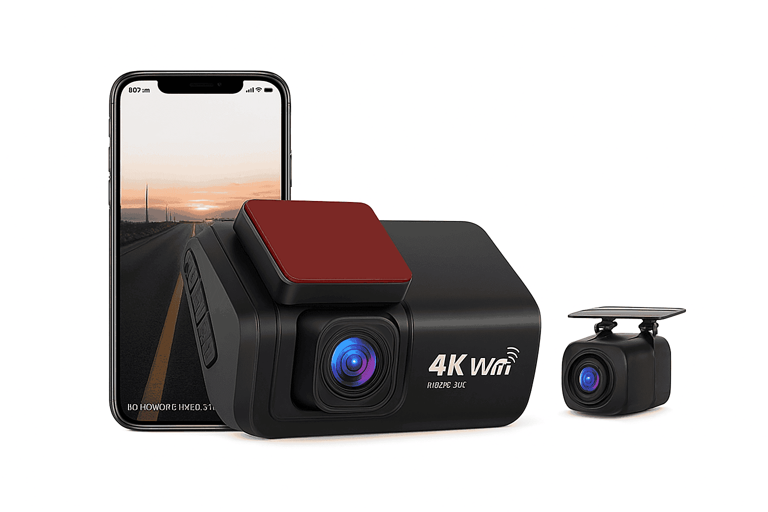 4K Front & Rear Dash Cam with WiFi, Night Vision & Parking Monitor-S8-6M RCC-BL / 32G