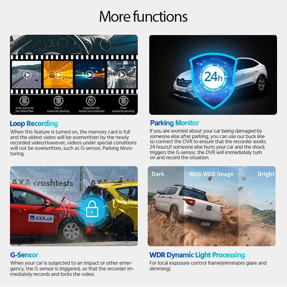 4K GPS Dash Cam with Wi‑Fi, Night Vision and Rear Camera Support-B53P-15M RCC-BL / 128G