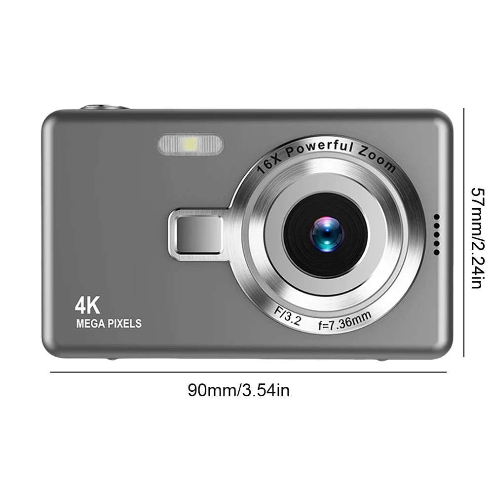 4K HD 1080P Digital Camera with Autofocus and 16X Zoom-Silver / United Kingdom