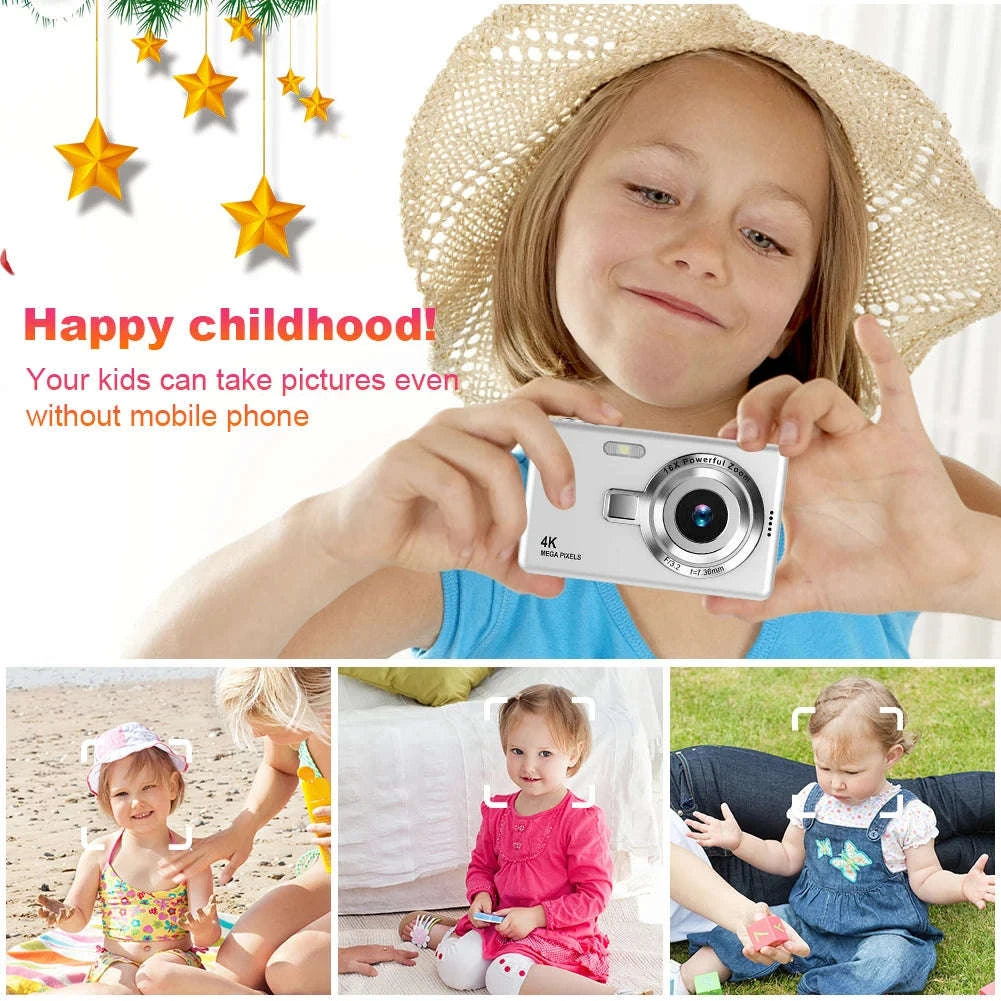 4K HD 1080P Digital Camera with Autofocus and 16X Zoom-Silver / United Kingdom