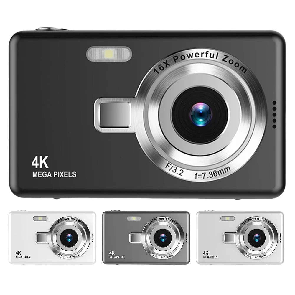 4K HD 1080P Digital Camera with Autofocus and 16X Zoom-Silver / United Kingdom