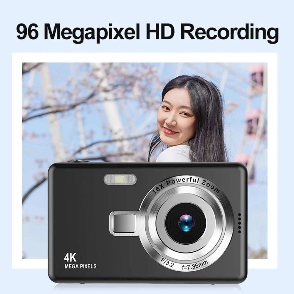 4K HD 1080P Digital Camera with Autofocus and 16X Zoom-Silver / United Kingdom