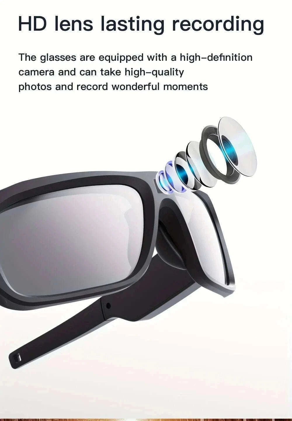 4K HD Camera Glasses with 120-Min Recording & Hands-Free Video-H33 4K Glasses / No TF Card