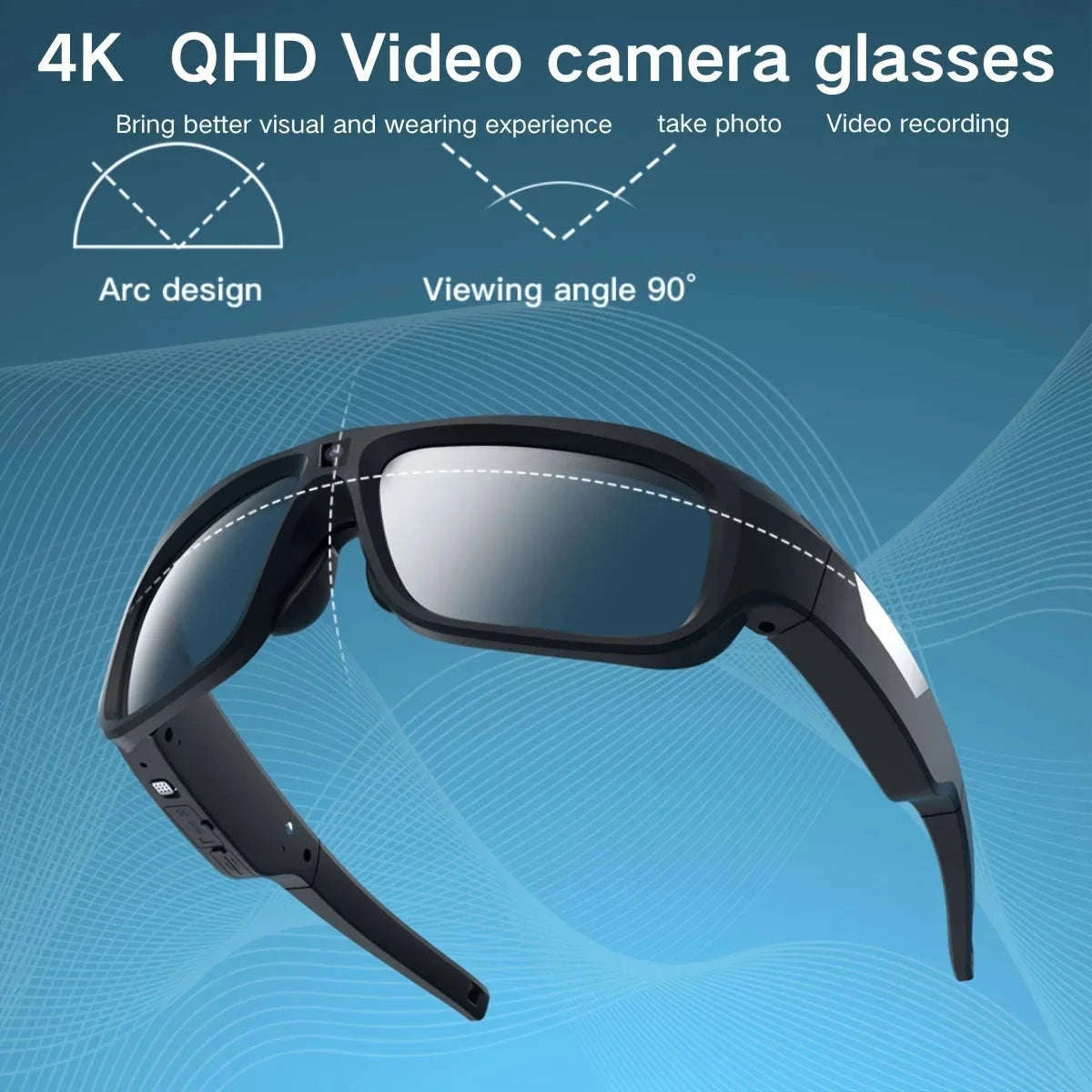 4K HD Camera Glasses with 120-Min Recording & Hands-Free Video-H33 4K Glasses / No TF Card