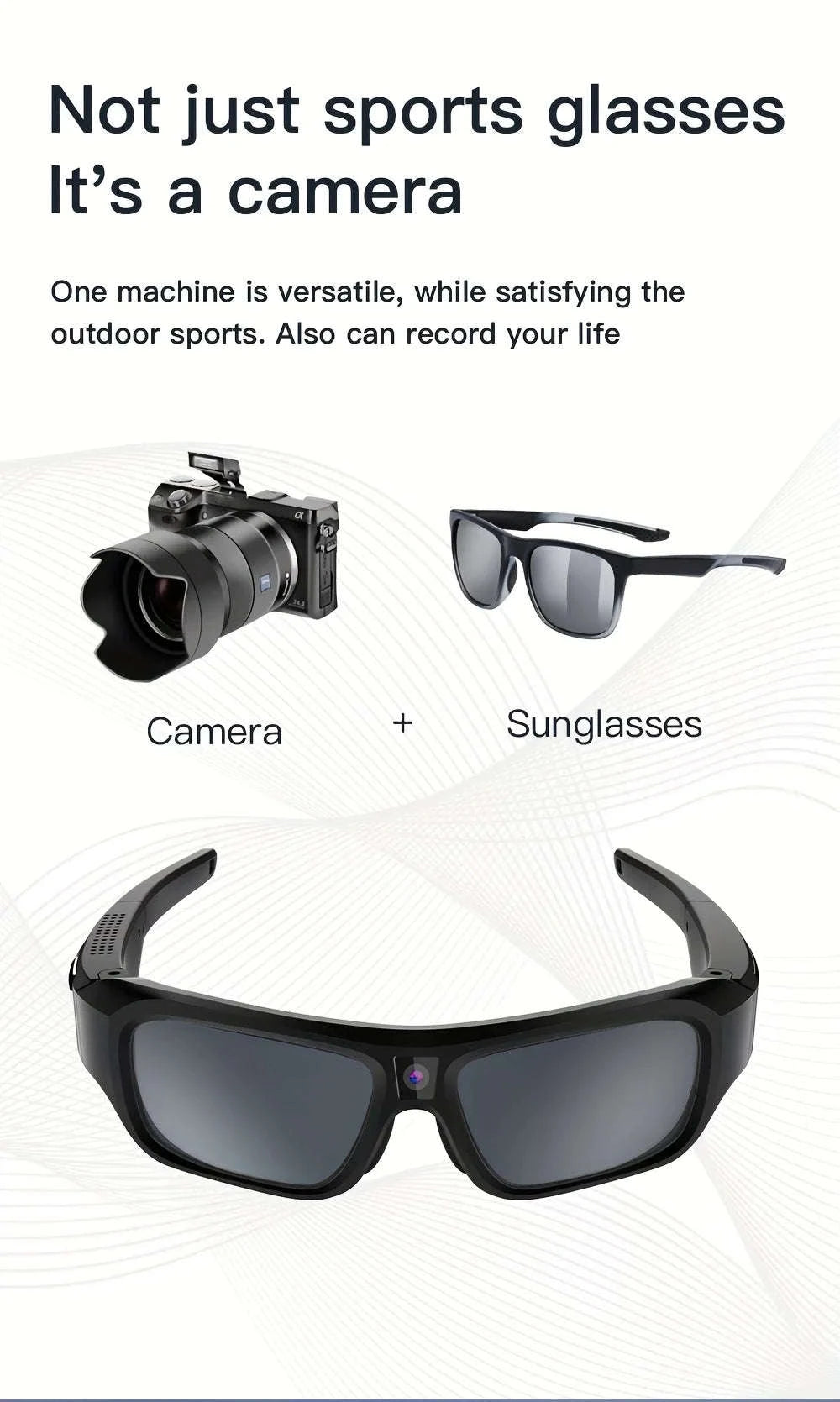 4K HD Camera Glasses with 120-Min Recording & Hands-Free Video-H33 4K Glasses / No TF Card
