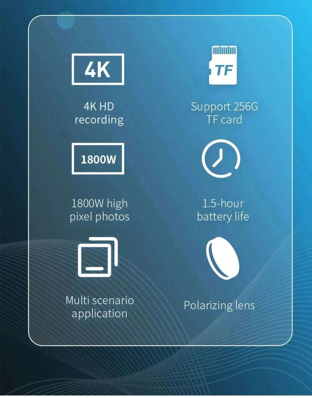4K HD Camera Glasses with 120-Min Recording & Hands-Free Video-H33 4K Glasses / No TF Card