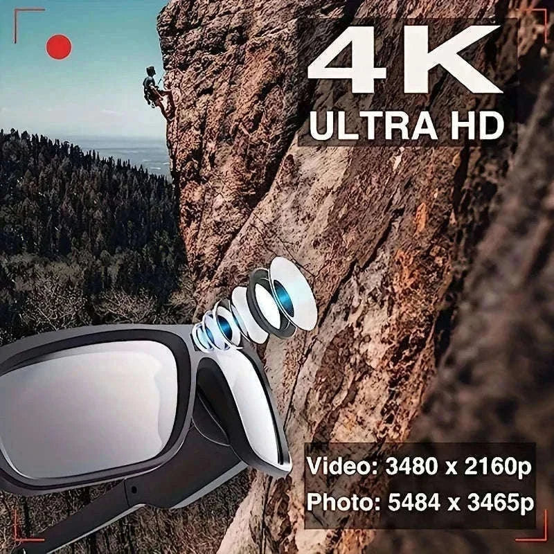 4K HD Camera Glasses with 120-Min Recording & Hands-Free Video-H33 4K Glasses / No TF Card
