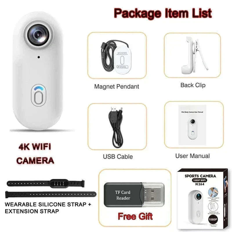 4K HD Mini Pet Collar Camera with Wide-Angle Lens-UHD Pro 4K (WH-Bas) / With 32G TF Card / China Mainland