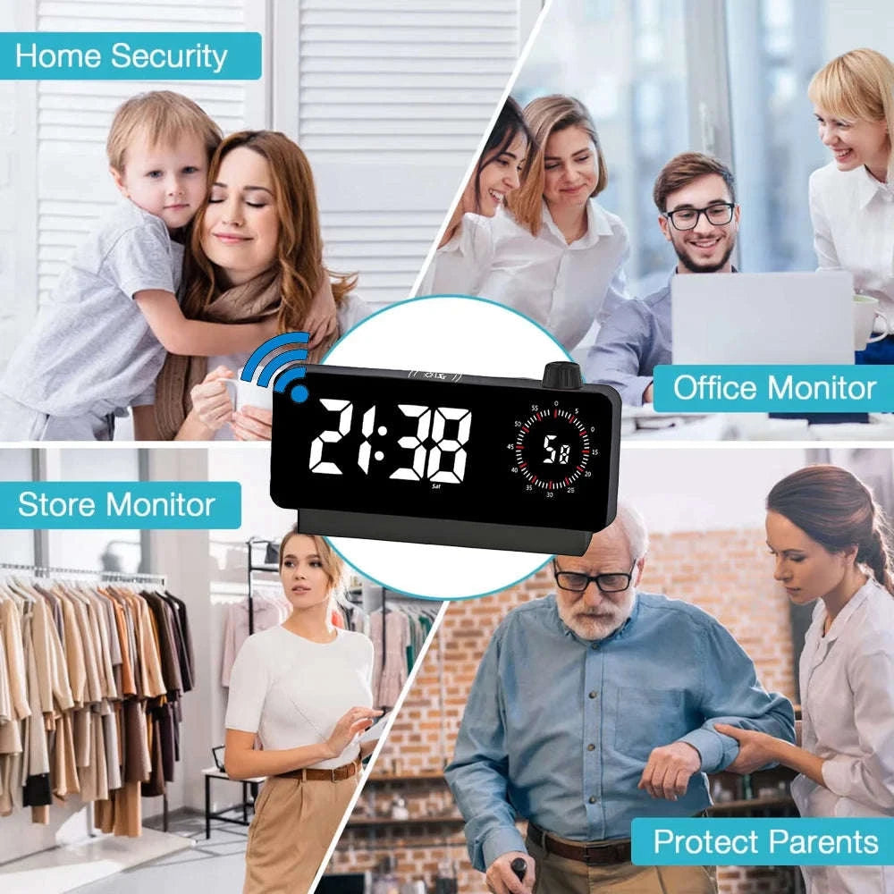 4K HD Mini WiFi Clock Camera with Remote Viewing-White camera / Add 32GB SD card / China Mainland
